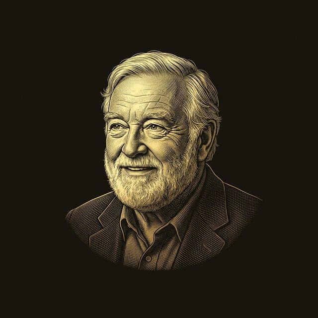 Retrato em gravura dourada de Mihaly Csikszentmihalyi