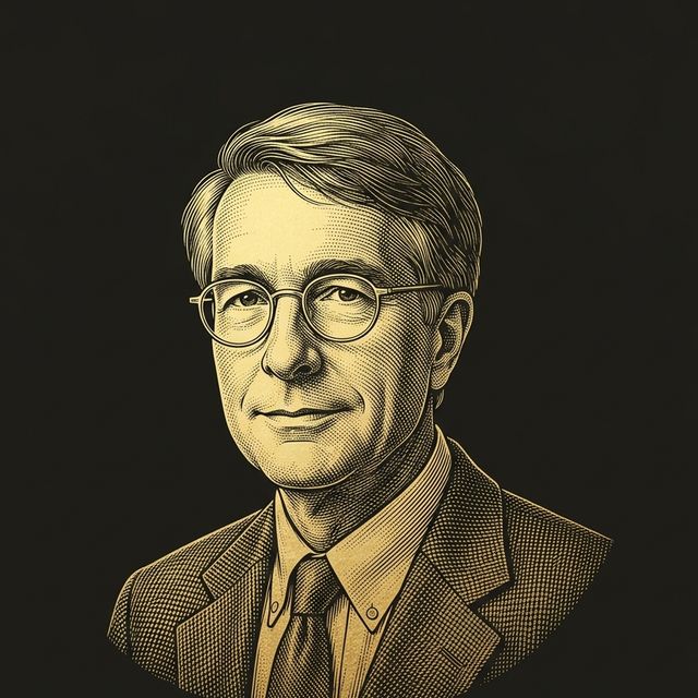 Retrato em gravura dourada de Howard Gardner