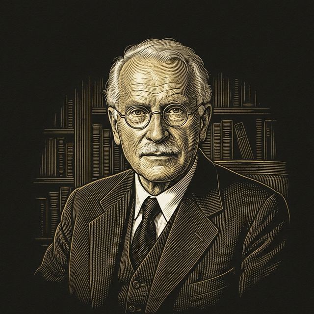 Retrato em gravura dourada de Carl Gustav Jung