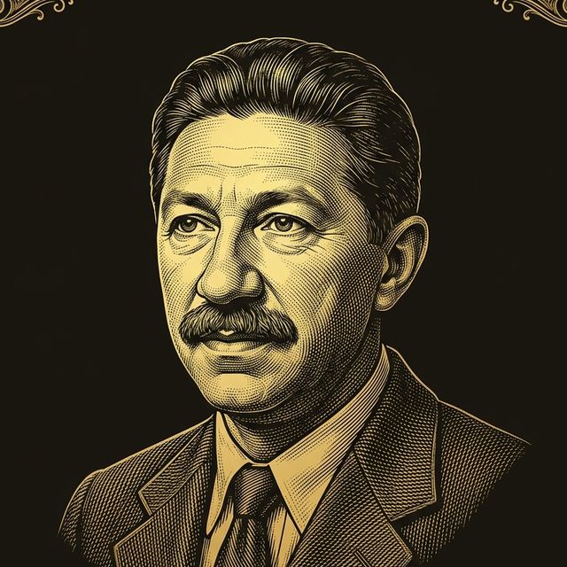 Retrato em gravura dourada de Abraham Maslow